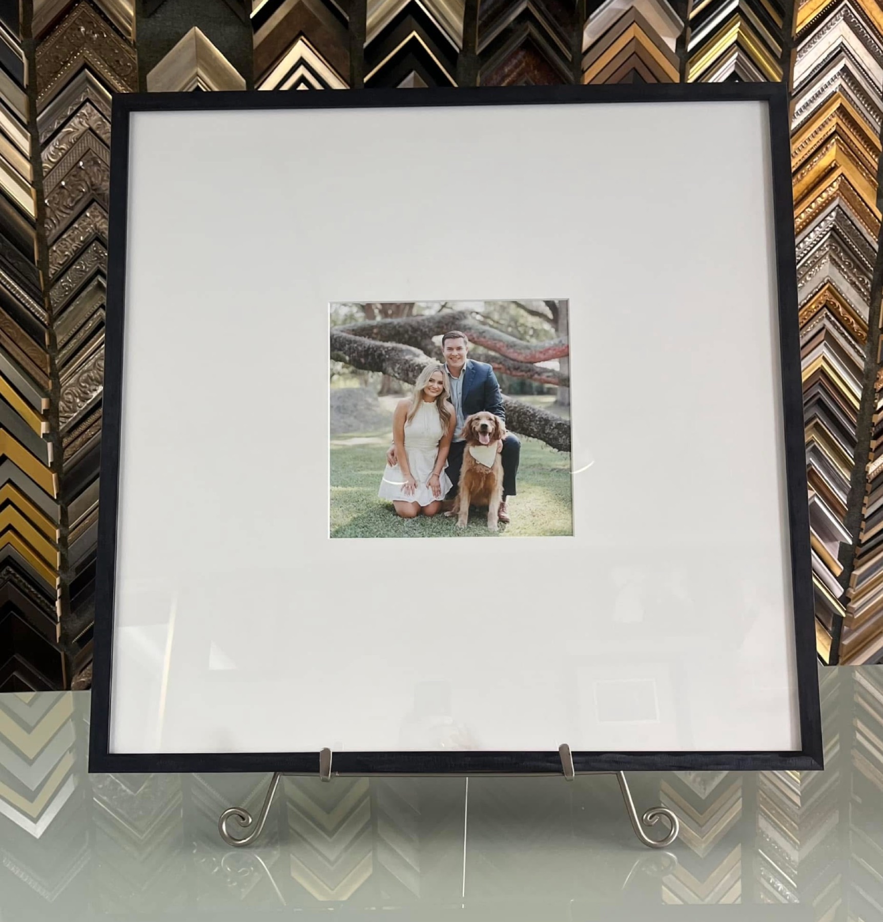 Custom wedding portrait framing with deep black mat by The Frame Up in Ruston, Louisiana